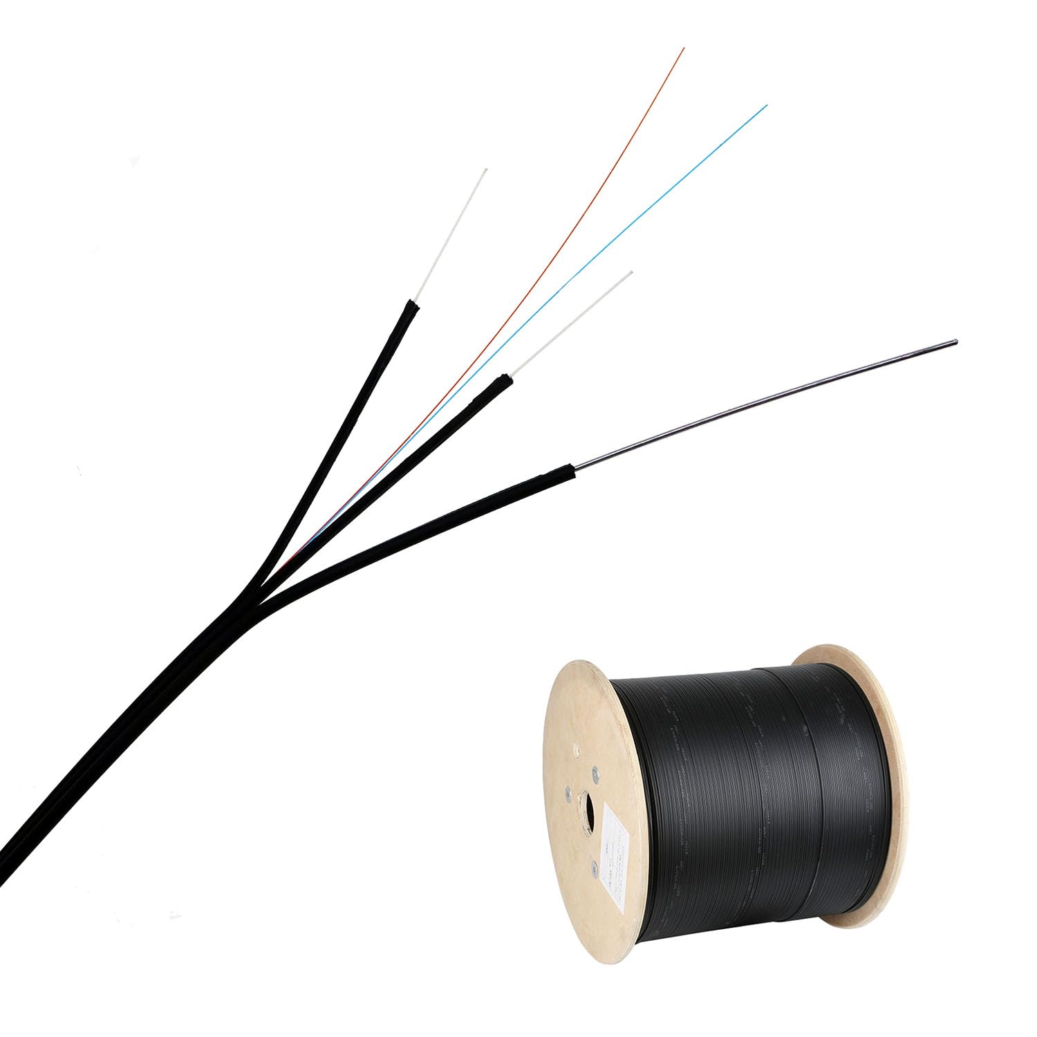 Fiber Optic Outdoor Drop Cable 2 Cores, G657A1 Fiber Core 9/125 Single ...
